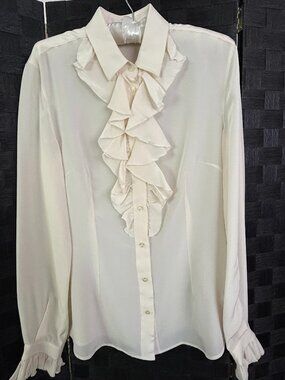 Dolce & Gabbana ruffled ivory silk blouse. Size IT 46.